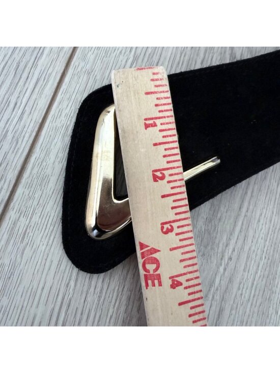 Black Suede Belt With Gold-Tone Buckle - Wide Waist Belt For Women main image 5